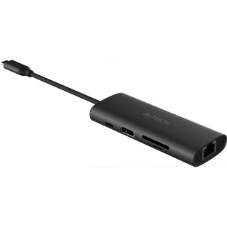 Docking station USB type C la HDMI 4K30Hz + 2 x USB-A + 2 x USB type C + LAN + SD PD 100W, A4TECH DST-80C-GR