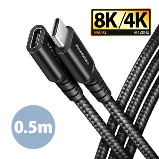 Cablu prelungitor USB type C 3.2 Gen2 T-M 8K60Hz 240W brodat 0.5m, AXAGON BUCM32-CF05AB