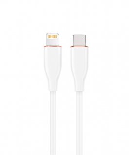 Cablu silicon USB 2.0 type C la iPhone Lightning 1.5m Alb, Gembird CC-USB2S-CM8PM-1.5M-W