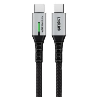 Cablu USB 3.2 Gen2x2 Type C 20Gbps/240W/4K60Hz cu LED T-T 2m Negru, Logilink CU0444