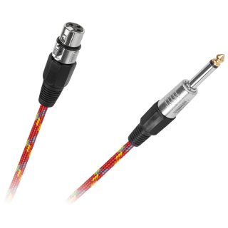 Cablu audio XLR la jack 6.35mm M-T brodat 3m Rosu, KPO2757-3