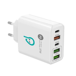 Incarcator priza 2 x USB type C + 3 x USB-A Alb, Spacer SPAR-CINQUEQ-01