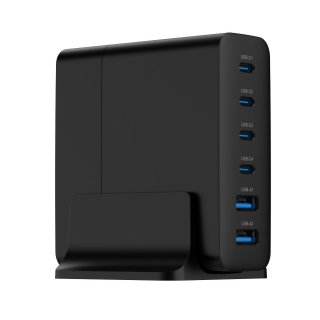 Statie de incarcare/incarcator priza Fast charger cu 4 x USB-C + 2 x USB-A 75W GaN, Gembird TA-UC-2A4C-PD75-01-BK