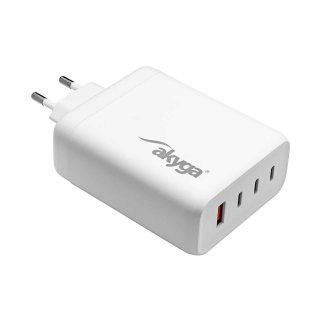 Incarcator priza 3 x USB-C + USB-A PD GaN 5-28V/1.5-5A 140W Alb, Akyga AK-CH-24