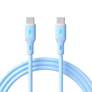 Cablu USB type C la USB type C 60W 1m Blue Silicon, Akyga AK-USB-68