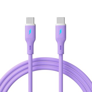 Cablu USB type C la USB type C 60W 1m Purple Silicon, Akyga AK-USB-70