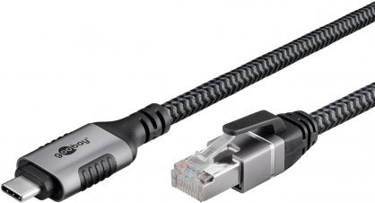 Cablu de retea USB 3.1 type C la RJ45 Cat.6 FTP T-T 1m, Goobay G70696