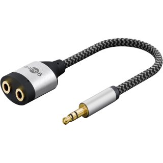 Splitter jack stereo 3.5mm 3 pini la 2 x jack stereo 3.5mm 3 pini T-M brodat 0.15m, Goobay G80586
