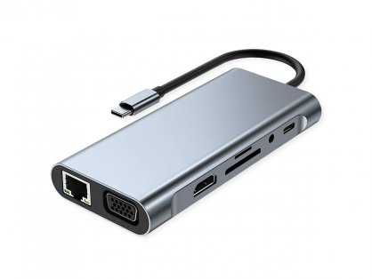 Docking station USB type C la HDMI 4K30Hz/VGA/Gigabit Ethernet/3x USB 3.2-A/1x USB 2.0-C/1x slot SD/1x Audio + PD, Value 12.99.1143