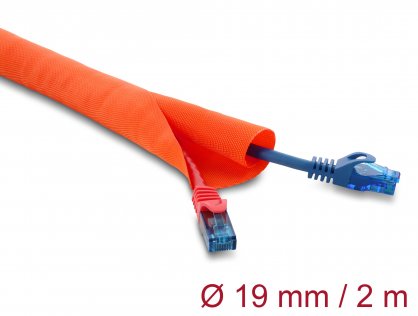 Plasa pentru organizarea cablurilor self-closing 2m x 19mm Orange, Delock 19019