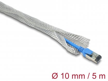 Plasa cu auto-inchidere pentru organizare cabluri 5mx10mm ecranare EMC, Delock 20992