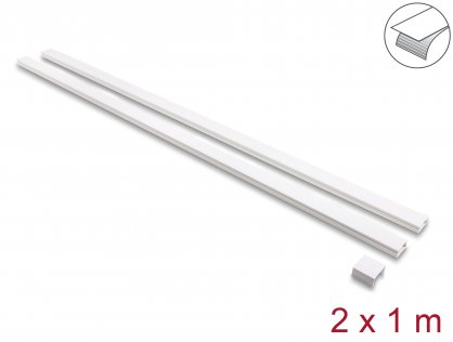 Set 2 buc canal cablu self-adhesive 30x14mm - lungime 1m Alb, Delock 22087