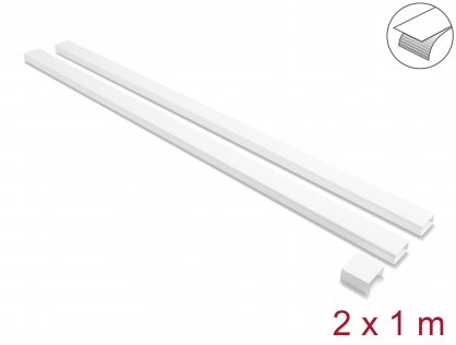 Set 2 buc canal cablu self-adhesive 40x19mm - lungime 1m Alb, Delock 22088