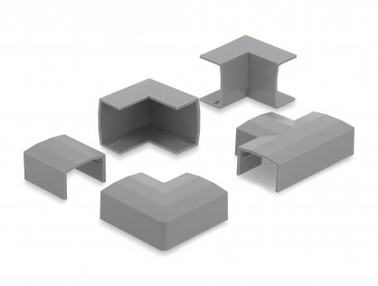 Set 5 buc conector pentru canal cablu 24x14mm Gri, Delock 22095