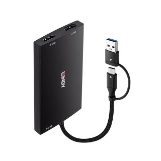 Multiplicator USB type C/USB-A la 2 x HDMI, Lindy L43430