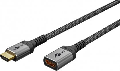 Cablu prelungitor HDMI 8K60Hz/4K120Hz T-M 1m brodat Alb/Negru, Goobay G79104