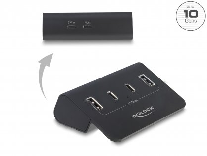 HUB USB 10 Gbps cu 2 x USB Type C + 2 x USB-A Negru, Delock 64259