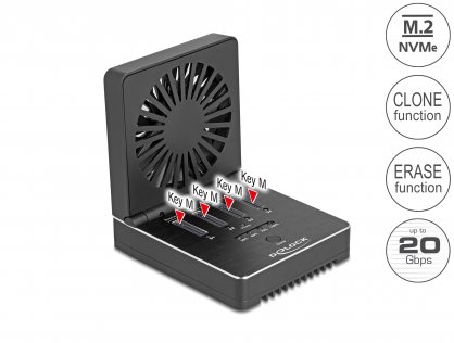 Docking station USB 20 Gbps pentru 4 x M.2 NVMe PCIe SSD cu functie Clona/Erase, Delock 64352