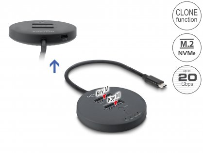 Docking station USB 20 Gbps pentru 2 x M.2 NVMe PCIe SSD cu functie de Clona, Delock 64364