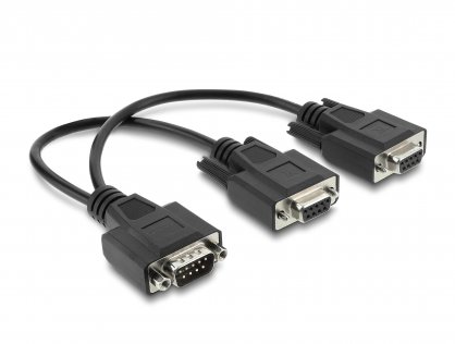 Splitter Y serial D-Sub 9 pini la 2 x D-Sub 9 pini T-M 0.25m Negru, Delock 67444