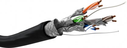 Rola cablu de retea RJ45 exterior S/FTP (PiMF) cat. 6 100m Negru, Goobay G77624