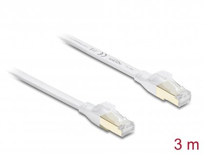 Cablu retea RJ45 Flat Cat.8.1 FTP 3m Alb, Delock 81027