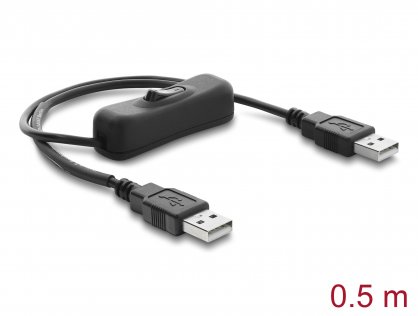 Cablu alimentare USB-A cu switch ON/OFF T-T 0.5m, Delock 81656