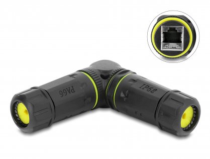 Cupla RJ45 Cat.6 ecranata waterproof IP68 unghi 90 grade M-M, Delock 87261