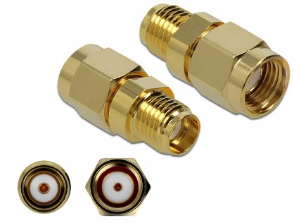 Adaptor RP-SMA plug la SMA jack 10GHz, Delock 89976