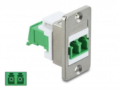 Modul fibra optica LC Duplex M-M montare panou Alb/verde, Delock 91088