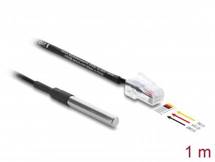 Senzor temperatura la RJ45 DS18B20 1m, Delock 91384