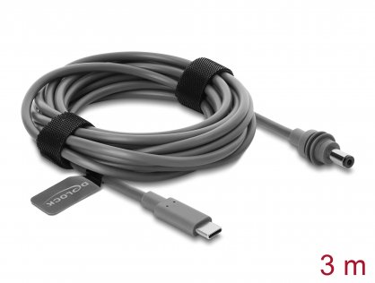 Cablu USB Type C la DC 5.5 x 2.1 mm T-T compatibil cu Starlink Mini 3m Gri, Delock 91821