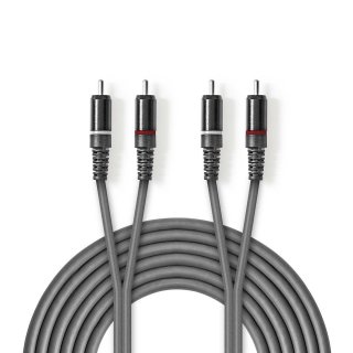 Cablu audio 2 x RCA la 2 x RCA T-T 3m, Nedis COTH24200GY30