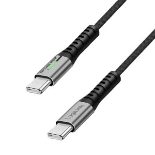 Cablu USB 3.2 Gen2x2 Type C 20Gbps/100W/4K60Hz cu LED T-T 1m Negru, Logilink CU0432