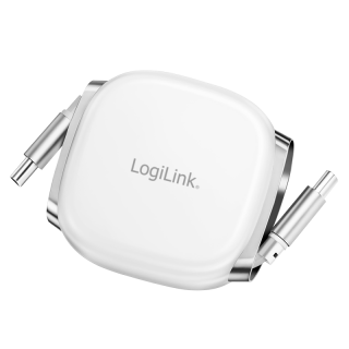 Cablu USB 2.0 type C T-T 1m retractabil Alb, Logilink CU0501