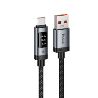 Cablu USB 2.0 type C la USB-A 100W cu display 1.2m Negru, Hoco U148