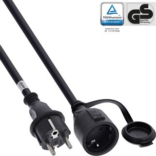 Cablu prelungitor Schuko exterior IP44 T-M 10m Negru, InLine IL16010S