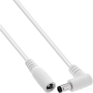 Cablu prelungitor alimentare DC 5.5x2.1mm M-T drept/unghi 1m Alb, InLine IL26901M