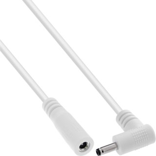 Cablu prelungitor alimentare DC 3.5x1.35mm M-T drept/unghi 2m Alb, InLine IL26902Q