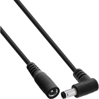 Cablu prelungitor alimentare DC 5.5x2.5mm M-T drept/unghi 3m Negru, InLine IL26903J