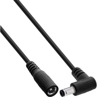 Cablu prelungitor alimentare DC 5.5x2.1mm M-T drept/unghi 0.5m Negru, InLine IL26955L
