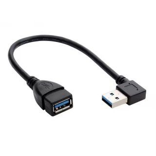 Cablu prelungitor USB 3.2-A T-M unghi/drept 0.2m Negru, kur31-46