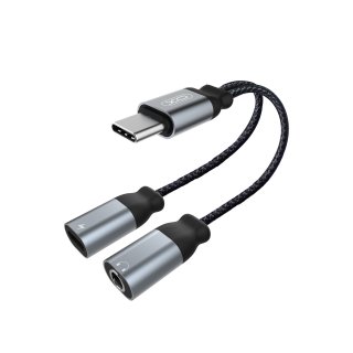 Adaptor USB type C la jack stereo 3.5mm + USB type C T-M 12cm, XO NB-R160B