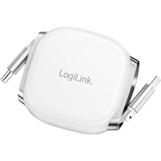 Cablu USB 2.0 type C T-T 1m retractabil Alb, Logilink CU0501