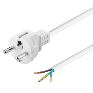Cablu de alimentare Schuko la fire deschise 2m Alb, kpsft2w