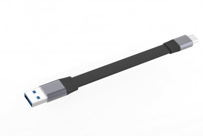 Cablu USB-A 3.2 la USB type C flat 60W T-T 0.15m Negru, ku4fa6